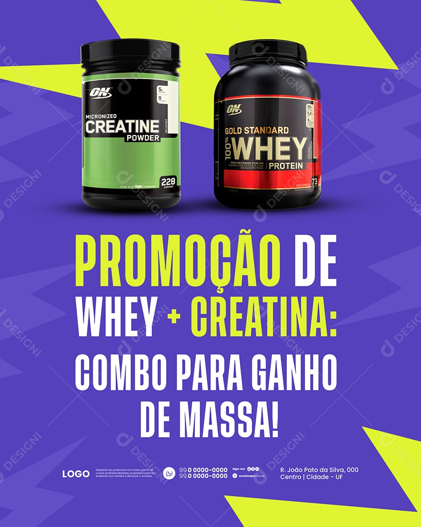 Promoção de Whey e Areatina Social Media PSD Editável