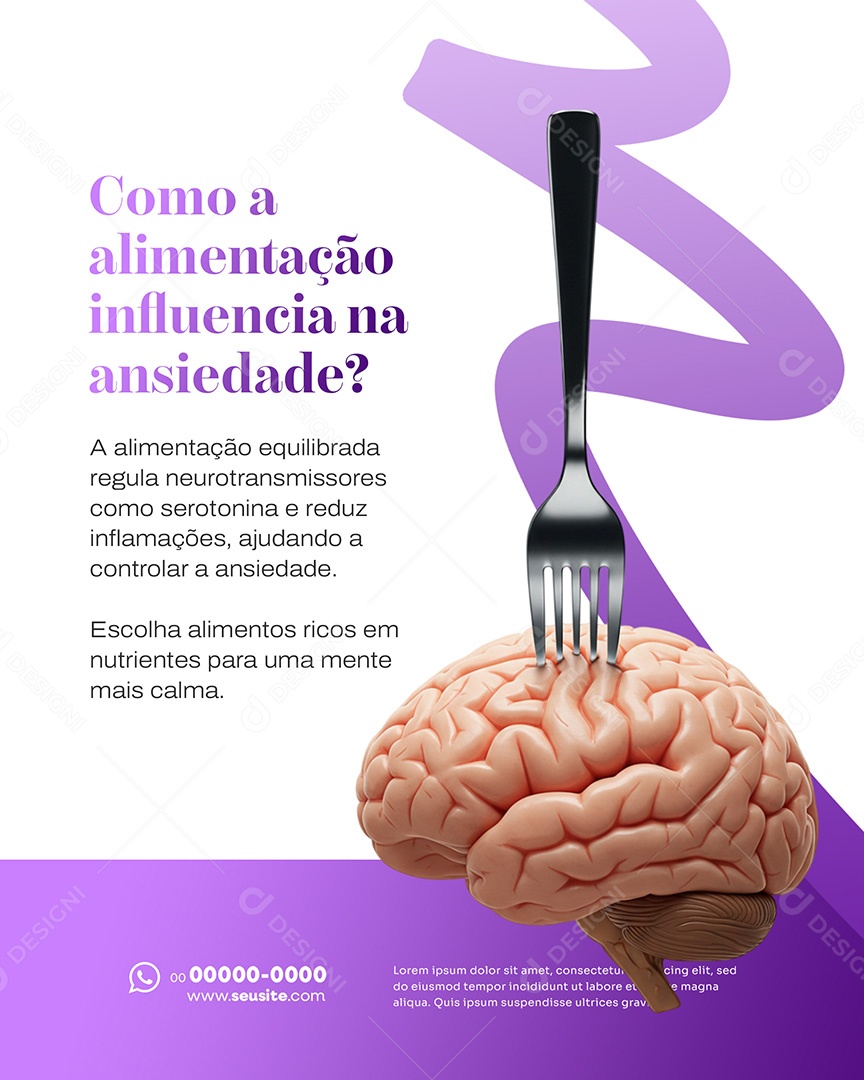 Psicologia Como A Alimentação Influencia na Ansiedade Social Media PSD Editável