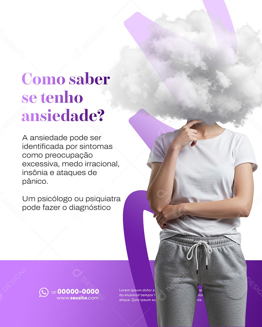 Psicologia Como Saber se Tenho Ansiedade Social Media PSD Editável