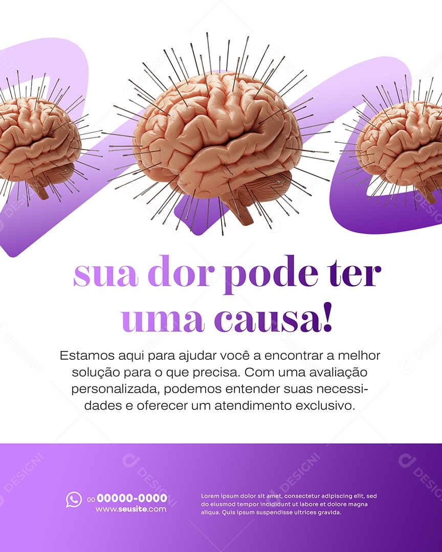 Psicologia Sua dor Pode Ter uma Causa Social Media PSD Editável