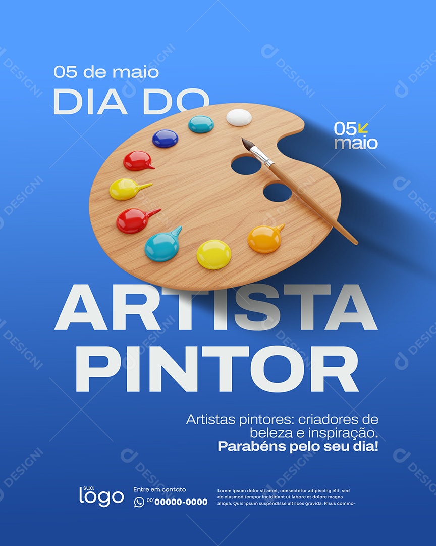 05 de Maio Dia do Artista Pintor  Social Media PSD Editável