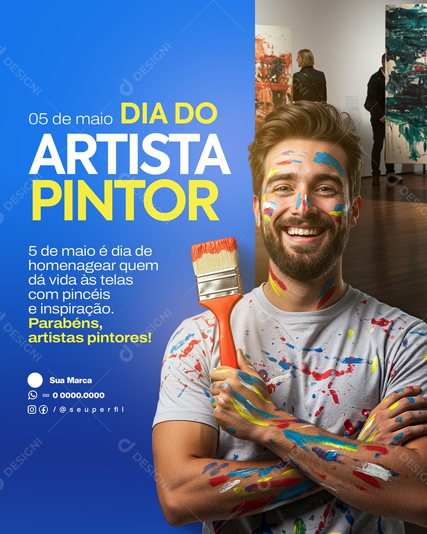 05 de Maio Dia do Artista Pintor  Social Media PSD Editável