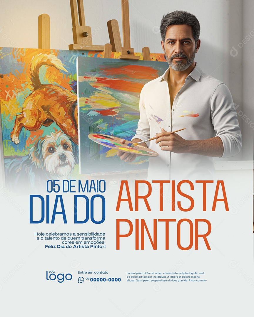 05 de Maio Dia do Artista Pintor  Social Media PSD Editável