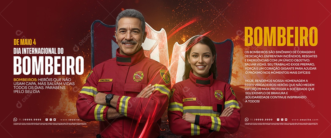 4 De Maio Dia Internacional Do Bombeiro Social Media PSD Editável