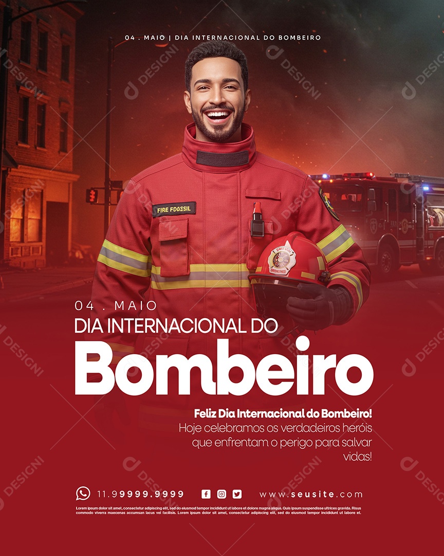 4 De Maio Dia Internacional Do Bombeiro Social Media PSD Editável