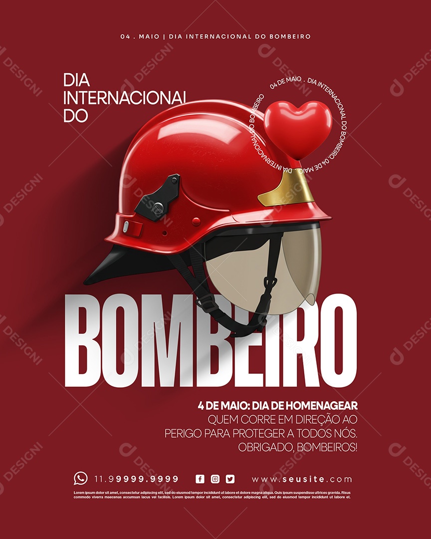 4 De Maio Dia Internacional Do Bombeiro Social Media PSD Editável