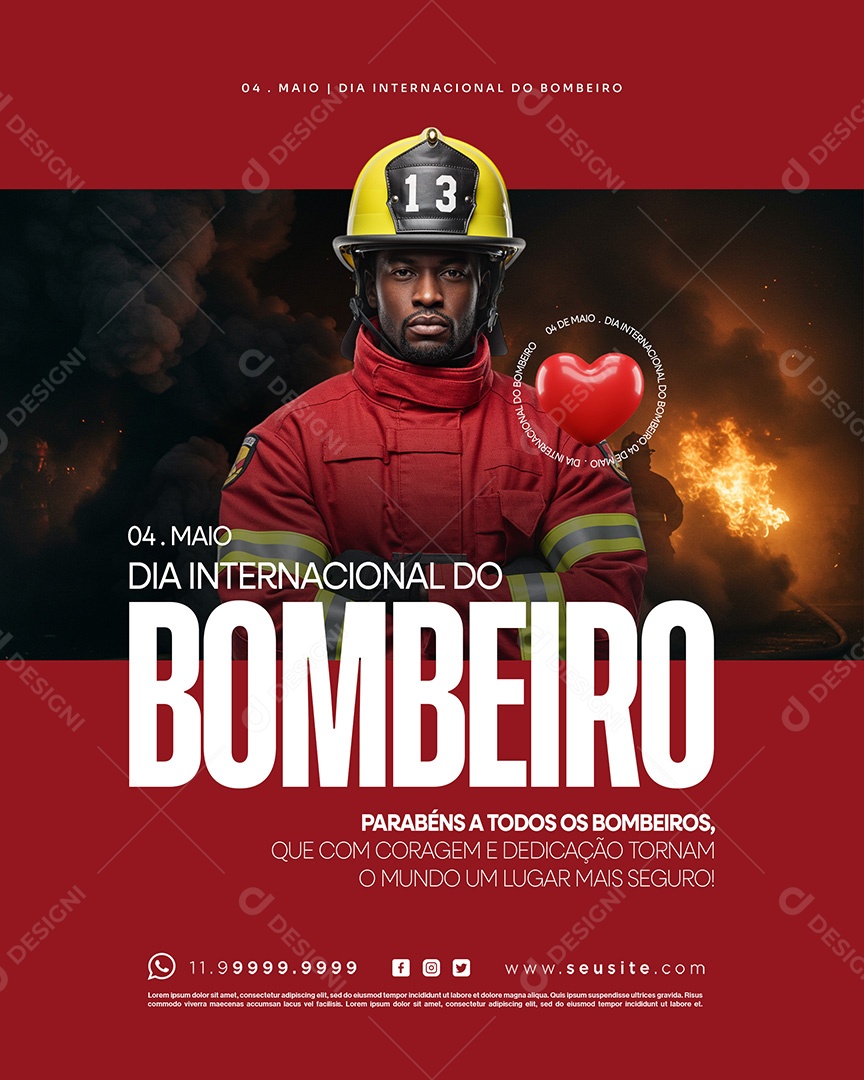 4 De Maio Dia Internacional Do Bombeiro Social Media PSD Editável