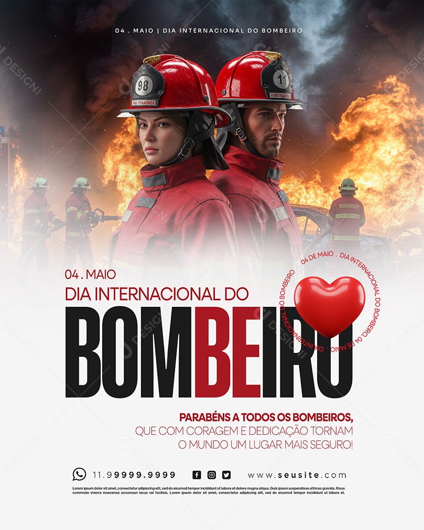 4 De Maio Dia Internacional Do Bombeiro Social Media PSD Editável