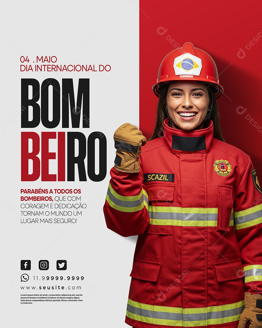 4 De Maio Dia Internacional Do Bombeiro Social Media PSD Editável