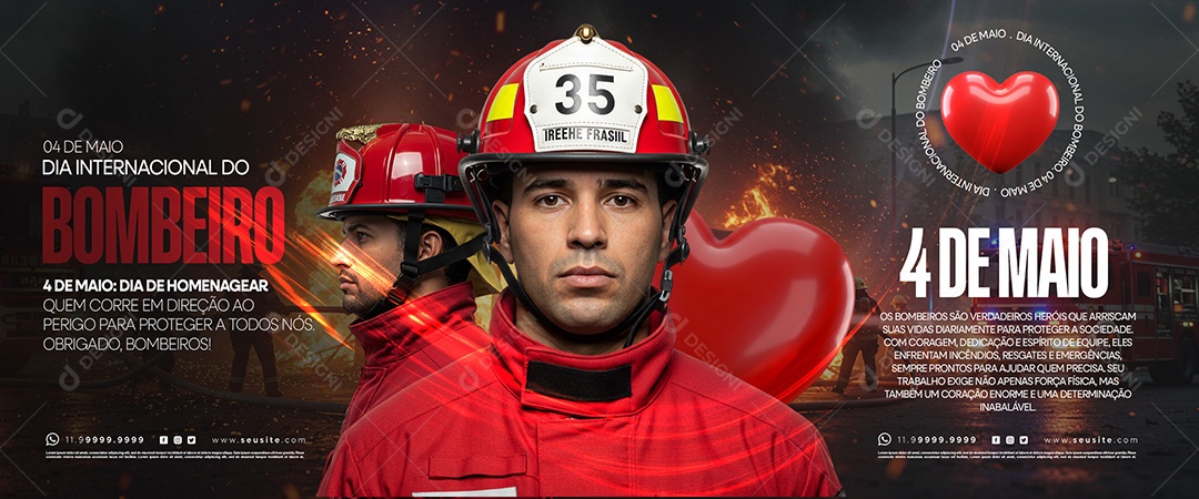 4 De Maio Dia Internacional Do Bombeiro Social Media PSD Editável