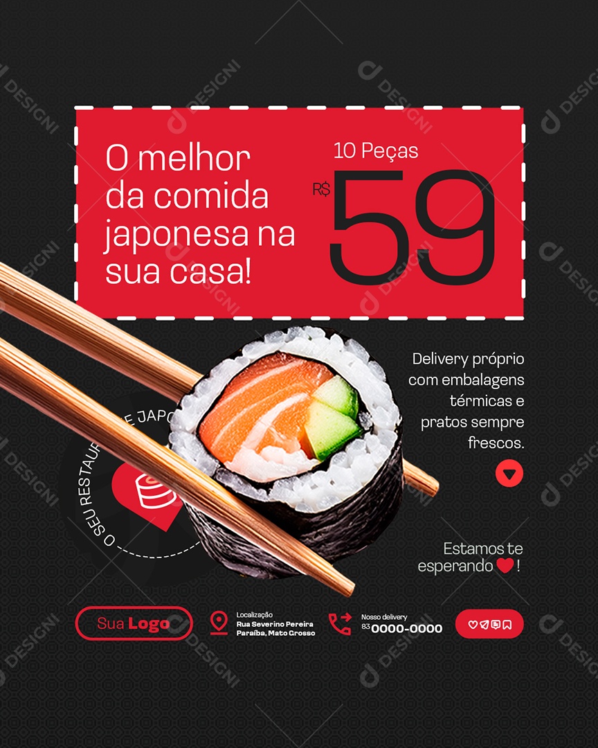 Restaurante Japonês Delivery Próprio Social Media PSD Editável