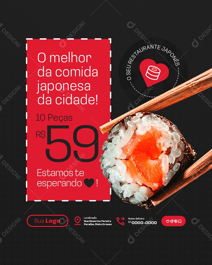Restaurante Japonês Dez Peças Social Media PSD Editável