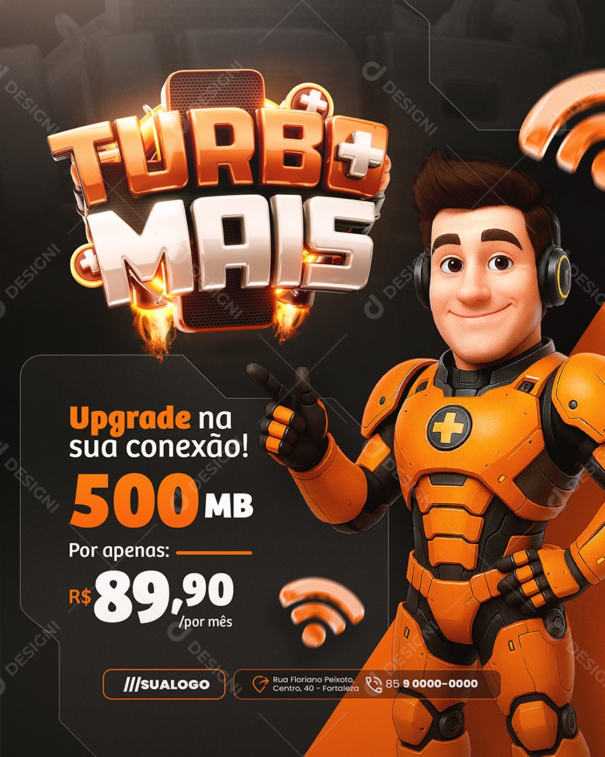 Turbo Mais Internet Upgrade na Sua Conexão Social Media PSD Editável
