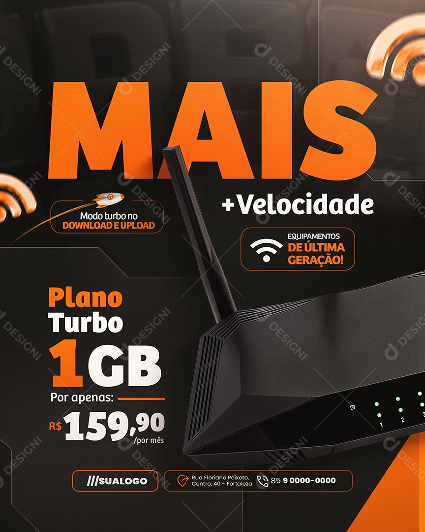 Turbo Mais Internet Mais Velocidade Social Media PSD Editável