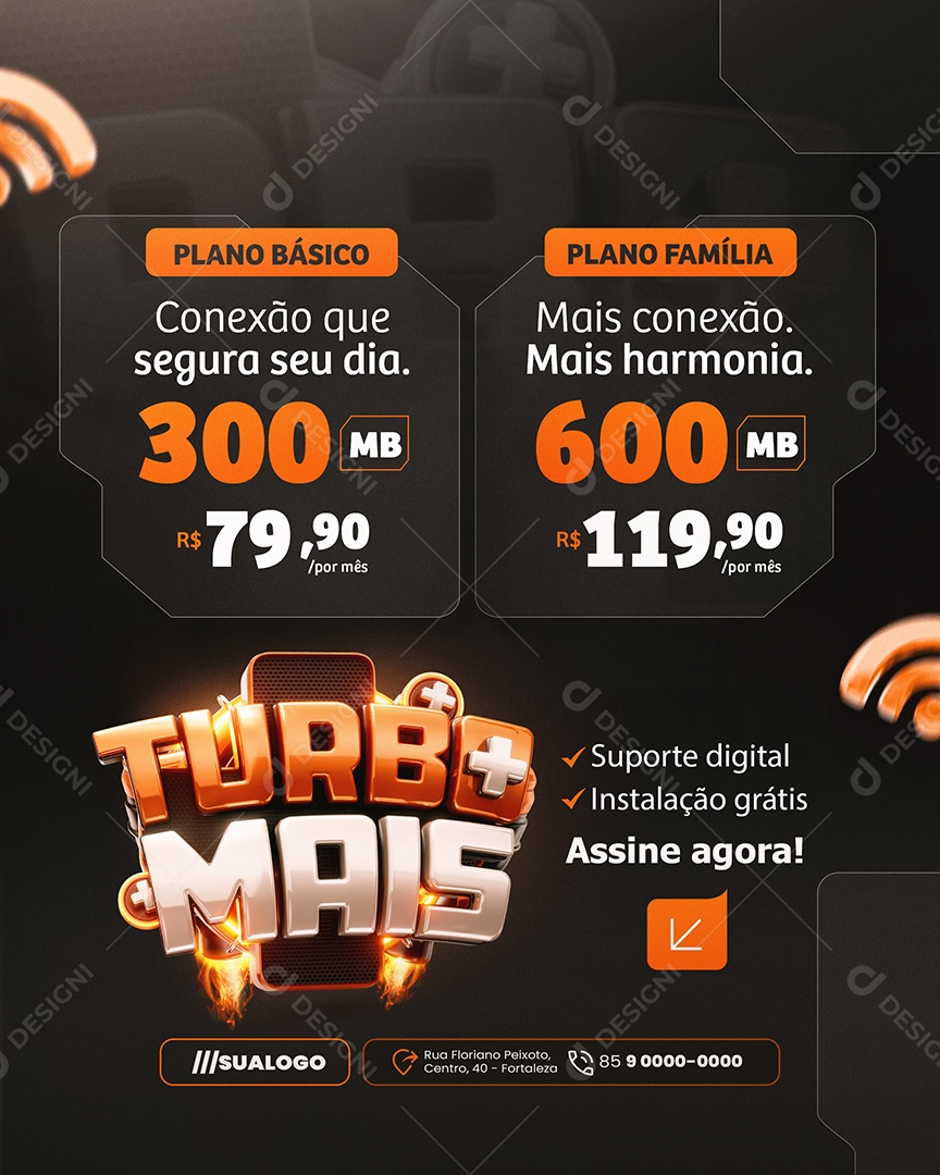 Turbo Mais Internet Plano Básico Social Media PSD Editável