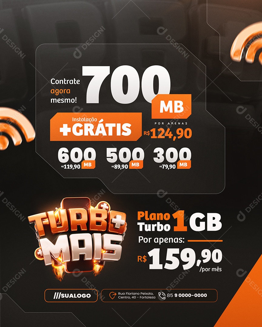 Turbo Mais Internet Contrate Plano Turbo Social Media PSD Editável