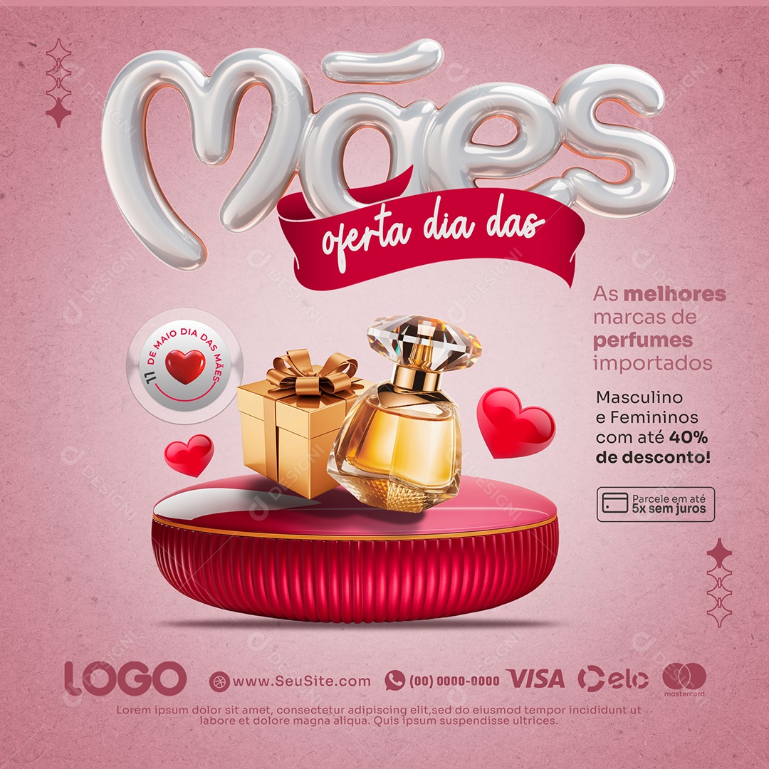 Feliz Dia das Mães Promoções de Perfume Social Media PSD Editável