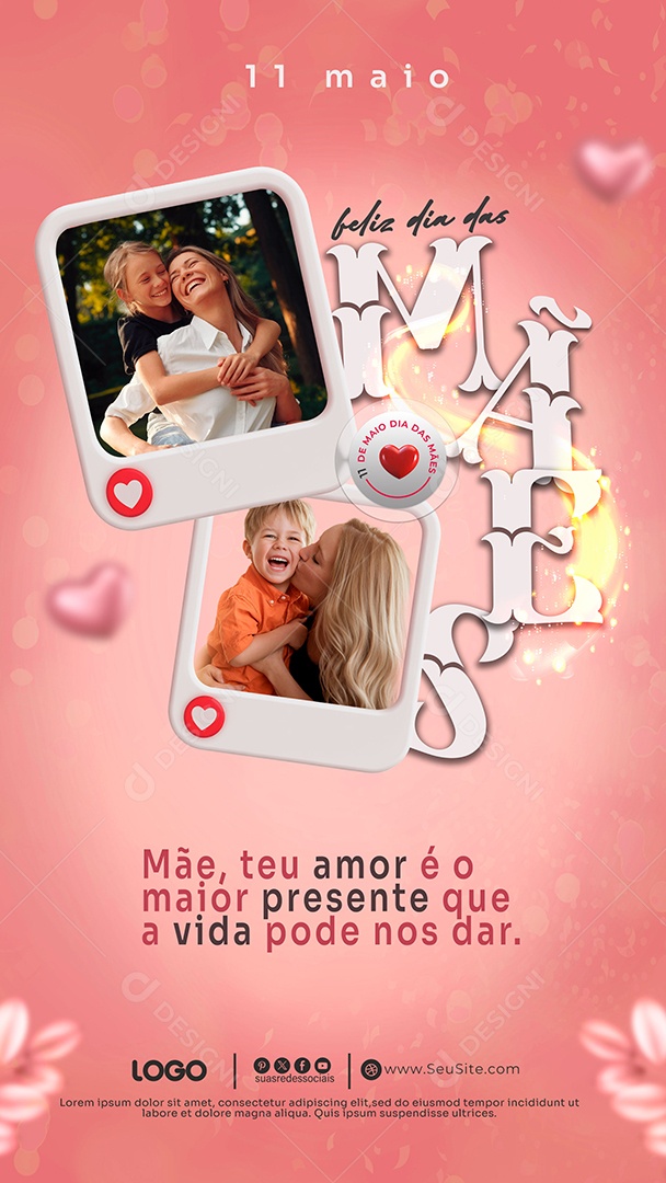Story Feliz Dia das Mães 11 de Maio Social Media PSD Editável