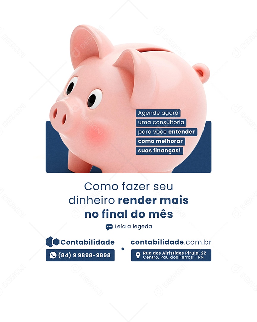 Contabilidade Como Fazer Seu Dinheiro Render Mais No Final do Mês Social Media PSD Editável