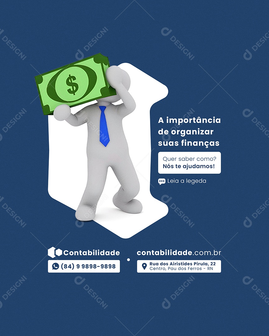 Contabilidade A Importância de Organizar Suas Finanças Social Media PSD Editável