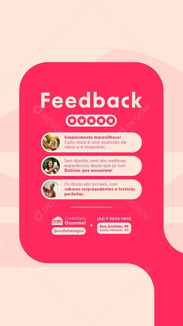 Story Confeitaria Feedback Social Media PSD Editável