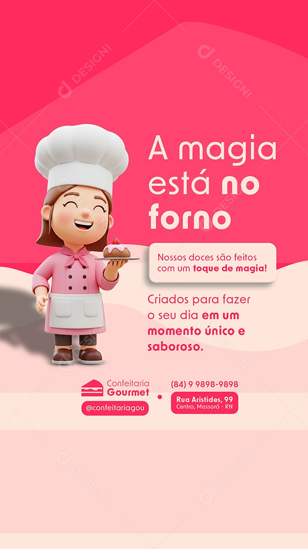 Story Confeitaria A Magia Está No Forno Social Media PSD Editável