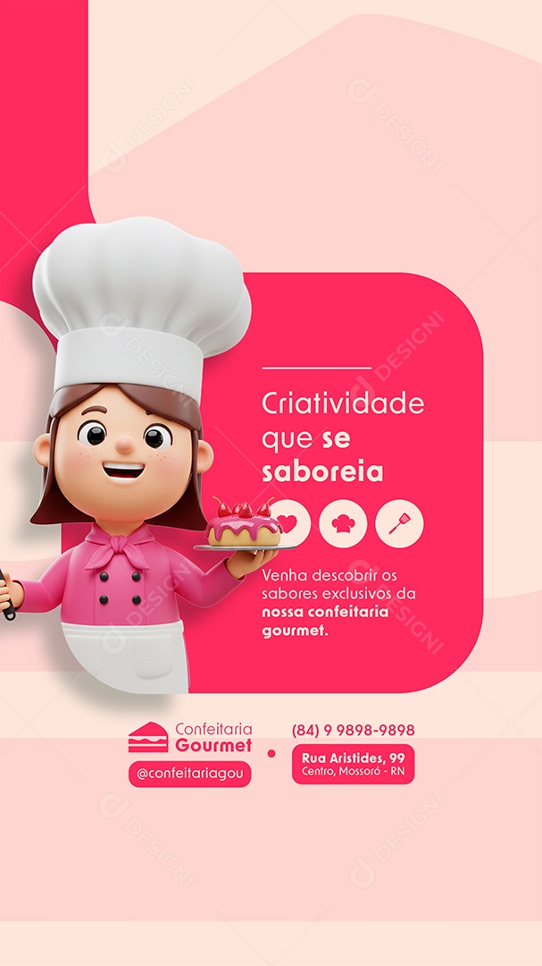 Story Confeitaria Criatividade Que Se Saboreia Social Media PSD Editável