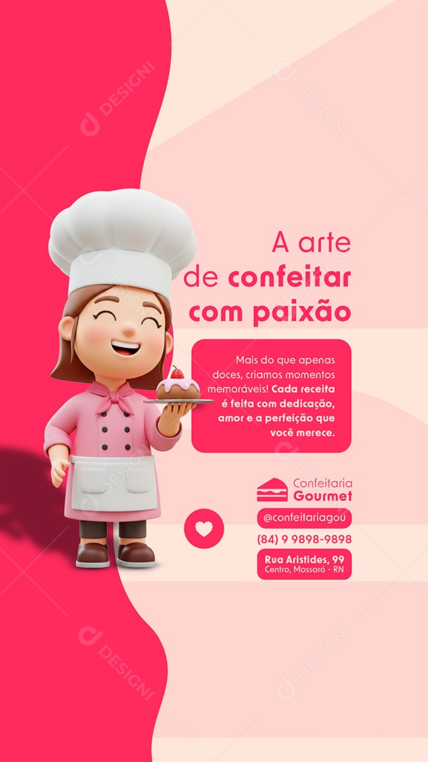 Story Confeitaria A Arte de Confeitar Com Paixão Social Media PSD Editável