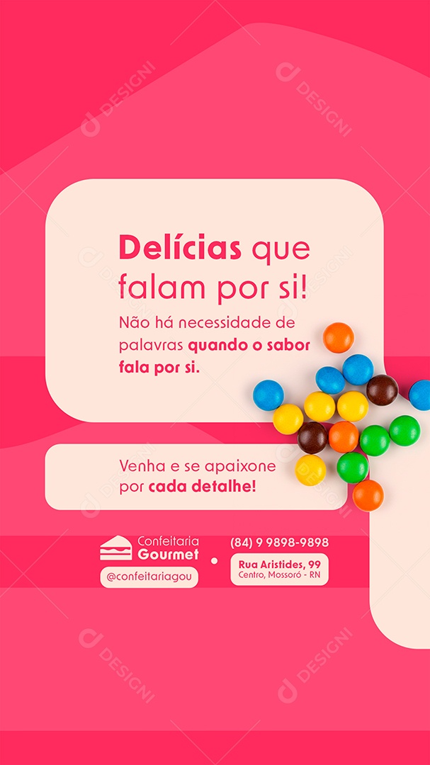 Story Confeitaria Delícias Que FalamPor Si Social Media PSD Editável