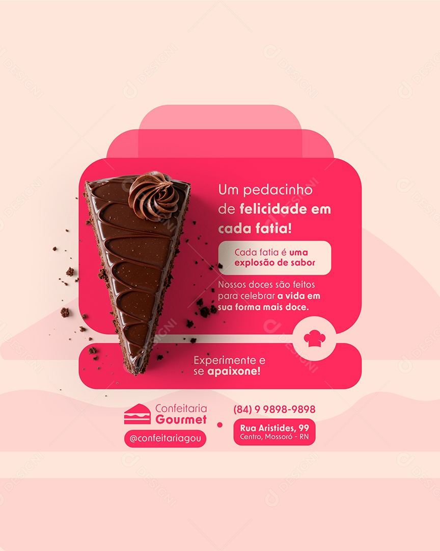 Confeitaria Experimente e Se Apaixone Social Media PSD Editável