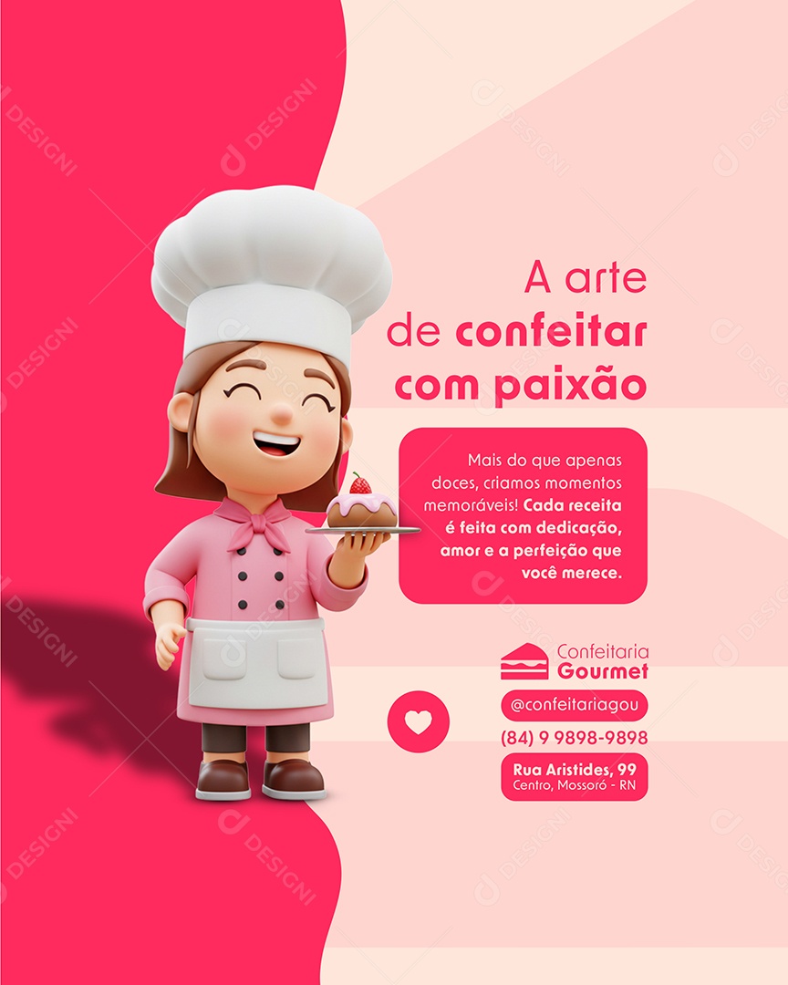 Confeitaria A Artede Confeitar Com Paixão Social Media PSD Editável
