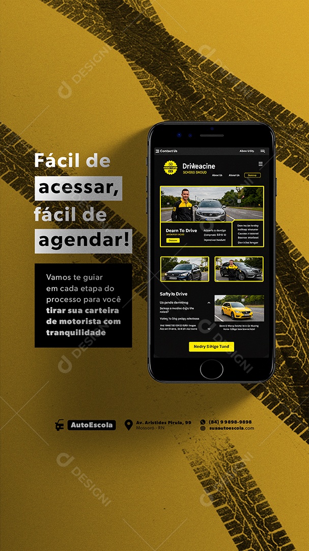 Story Auto Escola Fácil de Acessar Fácil de Agendar Social Media PSD Editável
