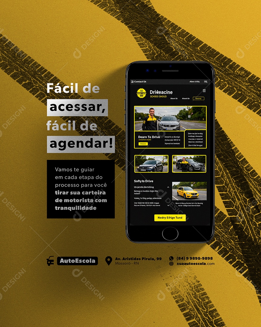 Auto Escola Fácil de Acessar Fácil de Agendar Social Media PSD Editável