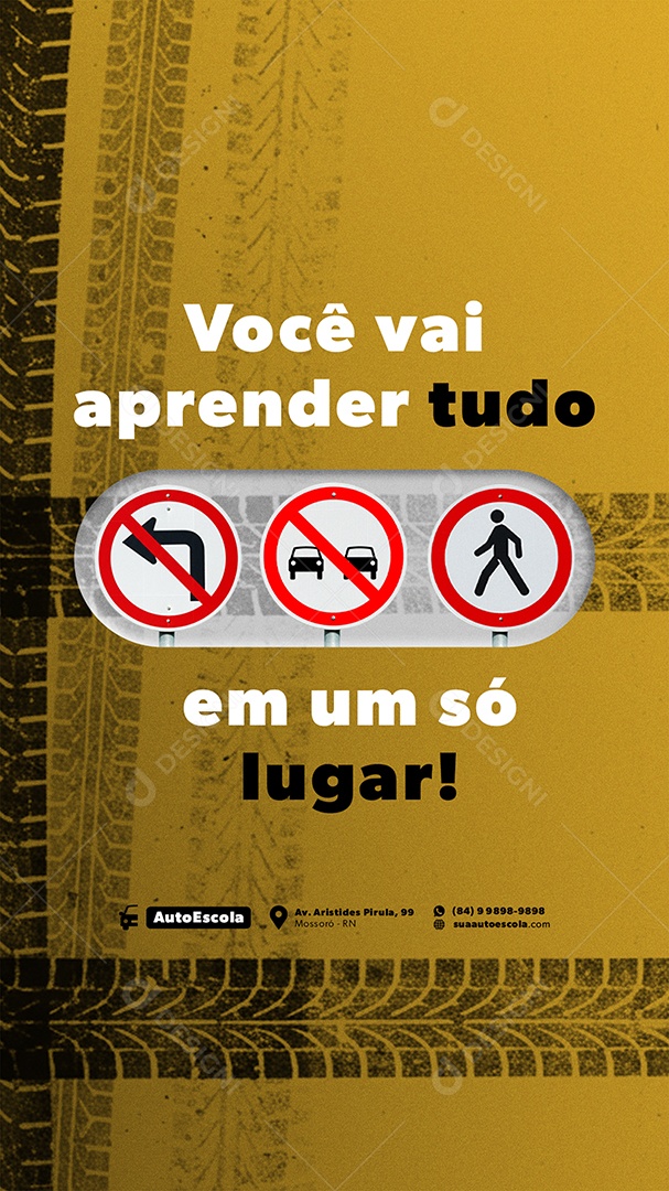 Story Auto Escola Você Vai Aprender Tudo Social Media PSD Editável