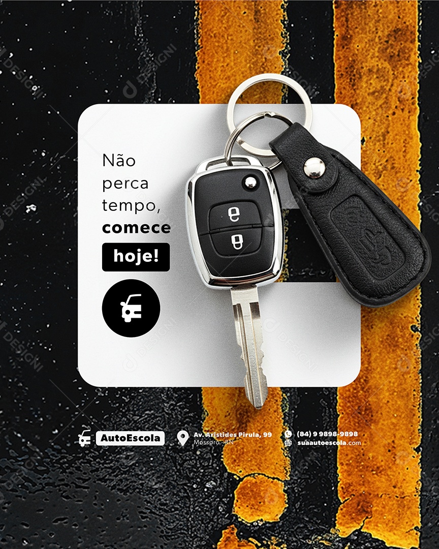 Auto Escola Não Perca Tempo Comece Hoje Social Media PSD Editável