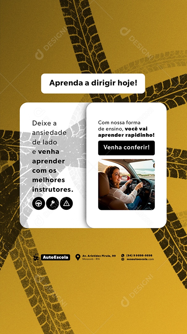 Story Auto Escola Aprenda a Dirigir Hoje Social Media PSD Editável