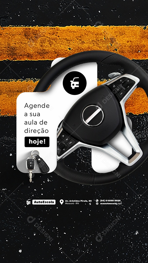 Story Auto Escola Agende a Sua Aula de Direção Hoje Social Media PSD Editável