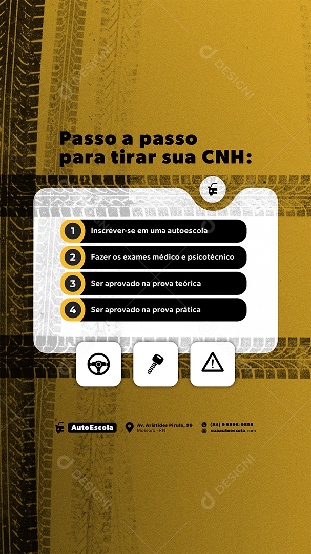 Story Auto Escola Passo Passo Para Tirar Sua CNH Social Media PSD Editável