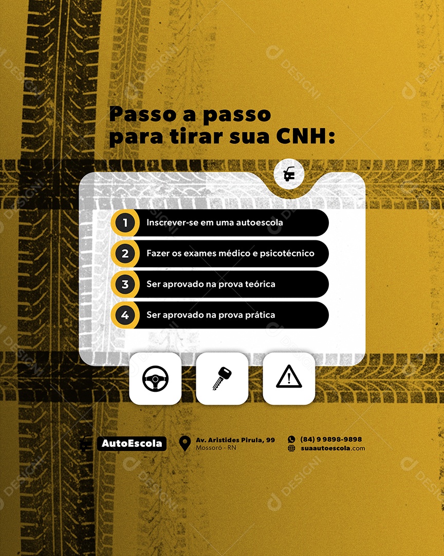 Auto Escola Passo a Passo Para Tirar Sua CNH Social Media PSD Editável