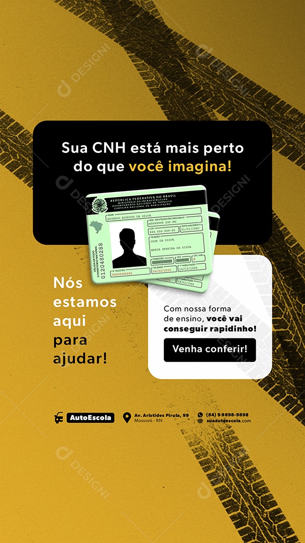 Story Auto Escola Nós Estamos Aqui Para Ajudar Social Media PSD Editável