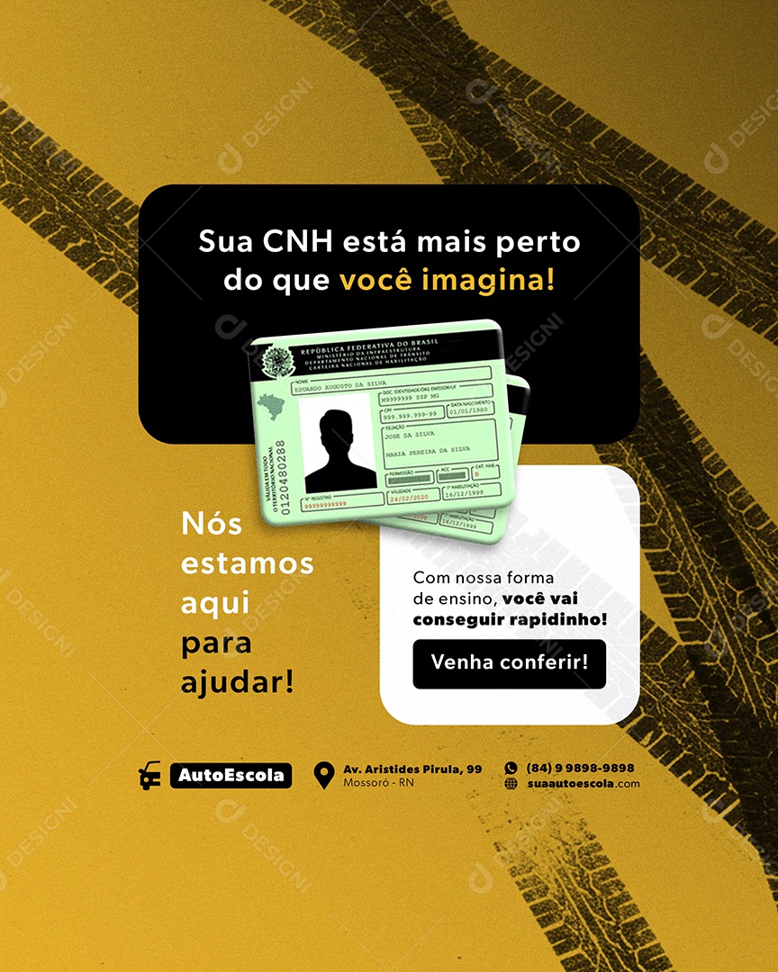 Auto Escola Nós Estamos Aqui Para Ajudar Social Media PSD Editável