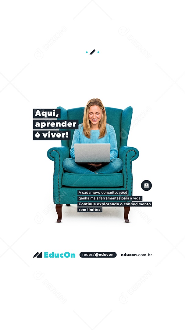 Story Cursos Aqui Aprender é Viver Social Media PSD Editável