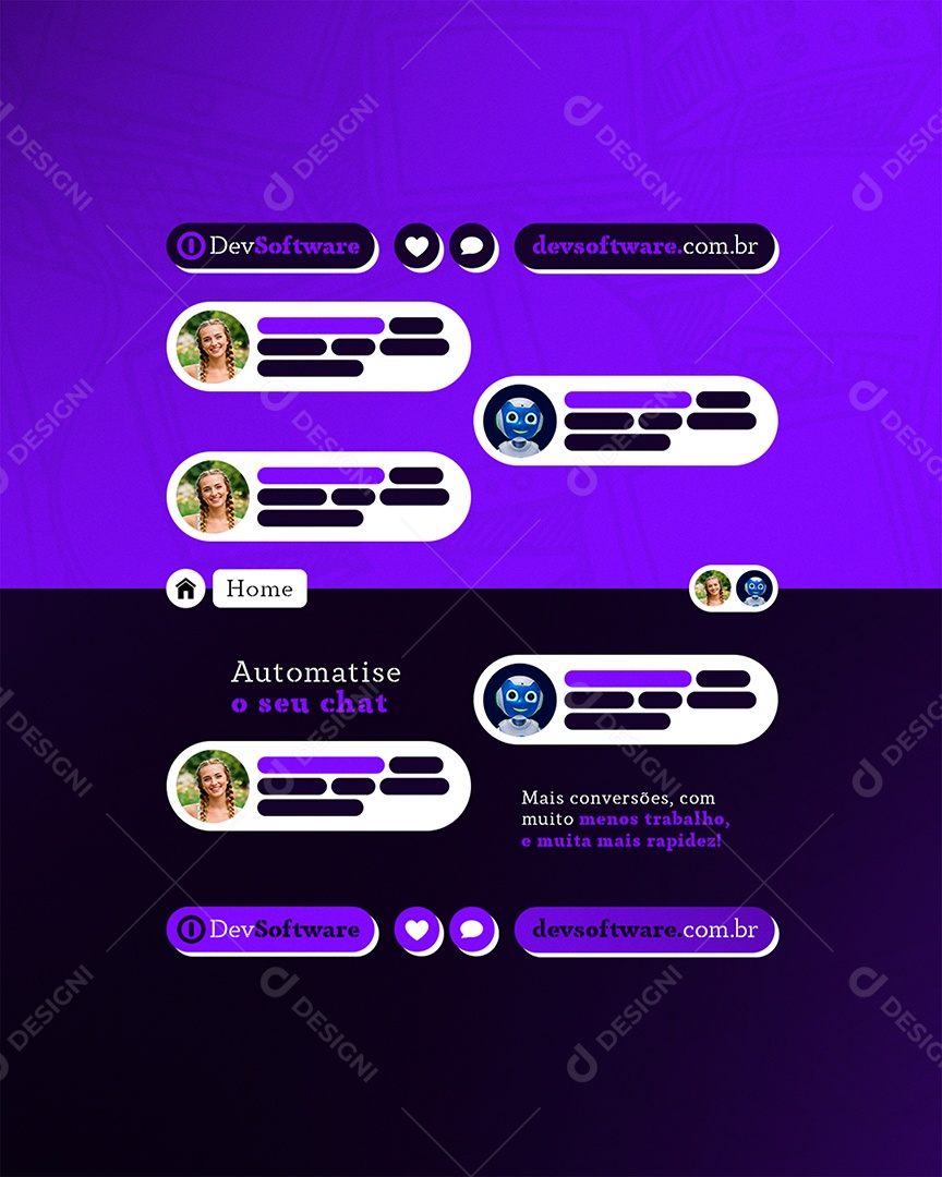 Marketing Digital Automatize O Seu Chat Social Media PSD Editável