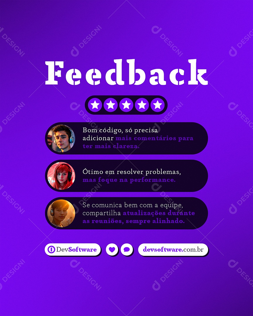 Marketing Digital Feedback Social Media PSD Editável