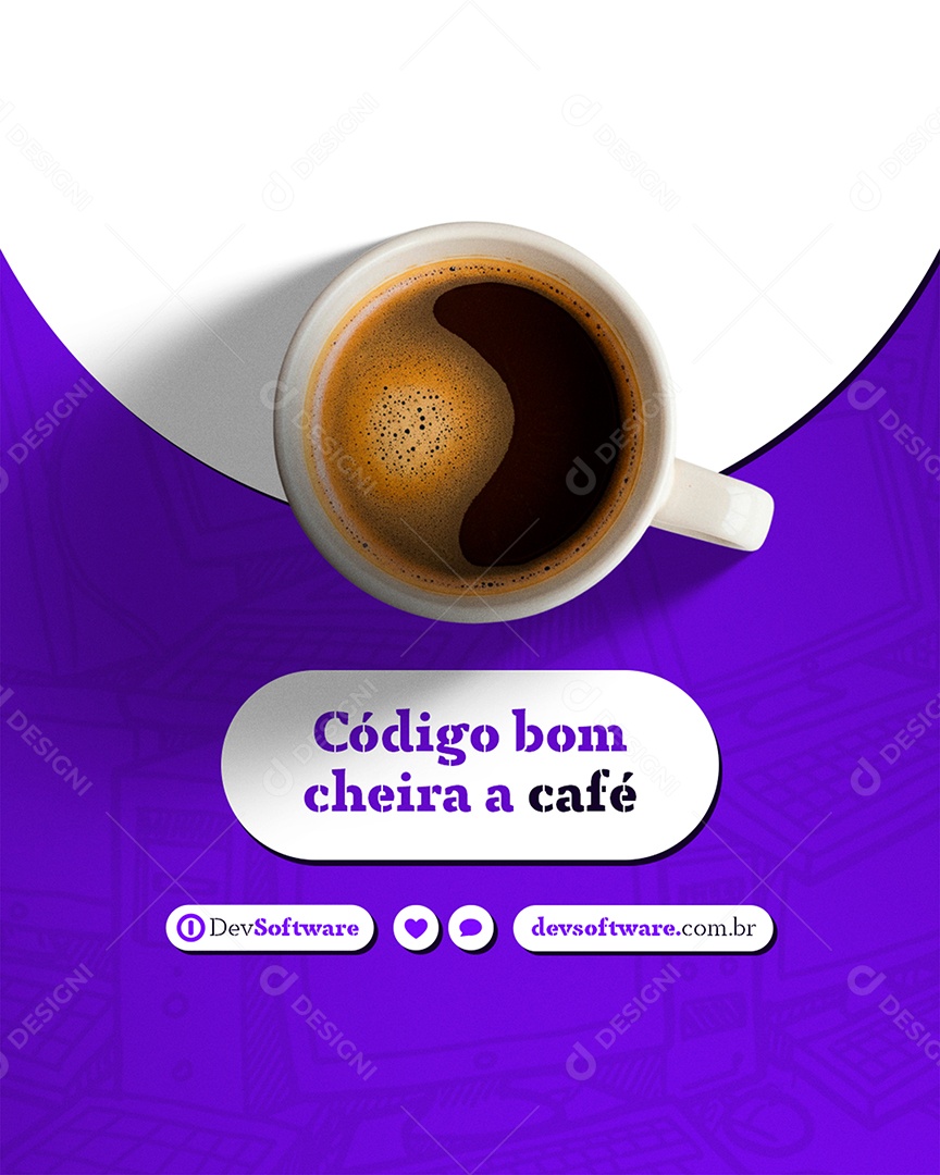 Marketing Digital Código Bom Cheira Café Social Media PSD Editável