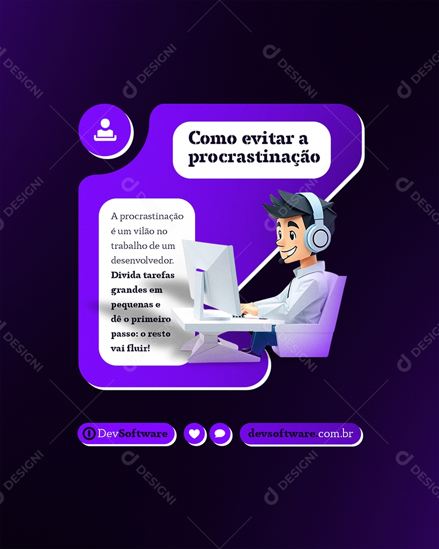 Marketing Digital Como Evitar A Procrastinação Social Media PSD Editável