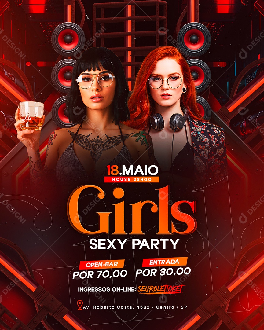 Flyer Girls Sexy Party Social Medai PSD Editável