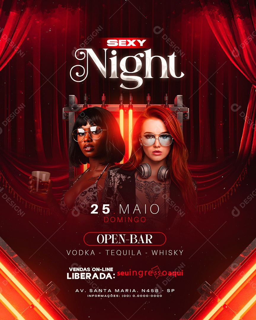 Flyer Sexy Night Social Media PSD Editável