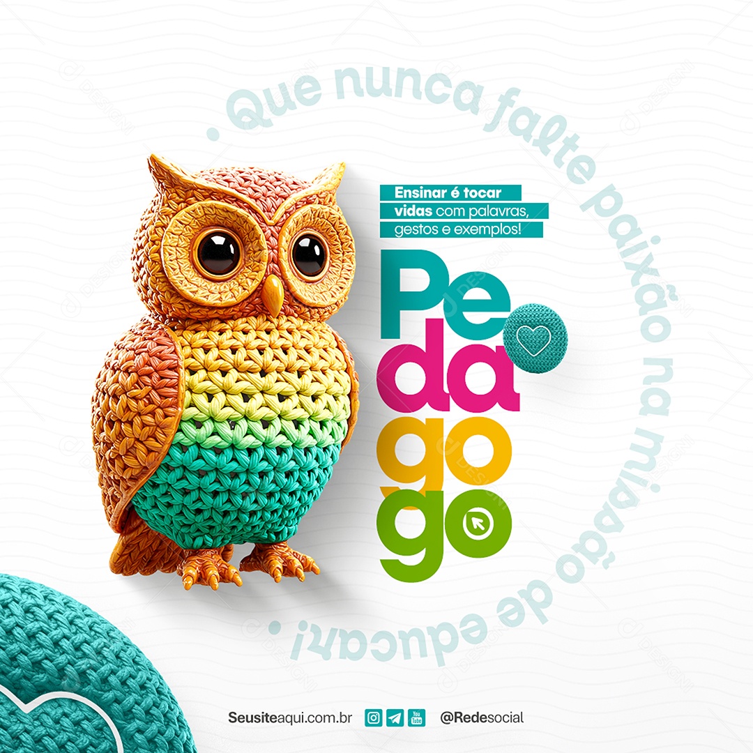 Dia do Pedagogo 20 de Maio Ensinar é Tocar Vidas Social Media PSD Editável