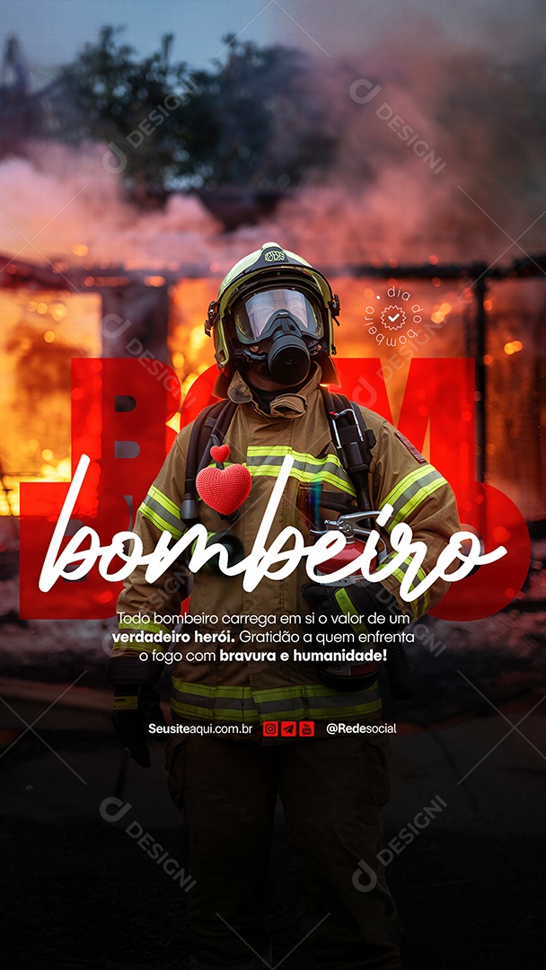 Story Dia Internacional Do Bombeiro 4 De Maio Social Media PSD Editável